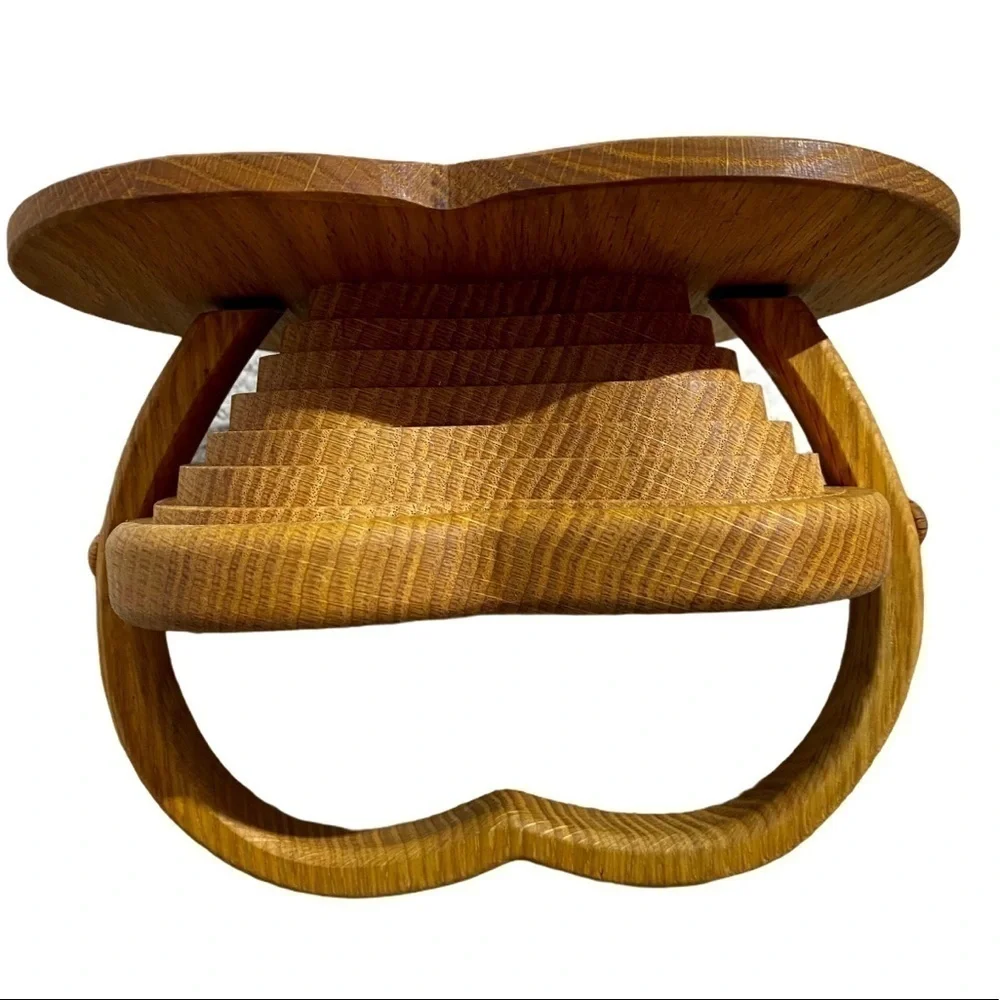Amish Fold-able Wooden Heart Basket Hand Crafted Collapsible Love
